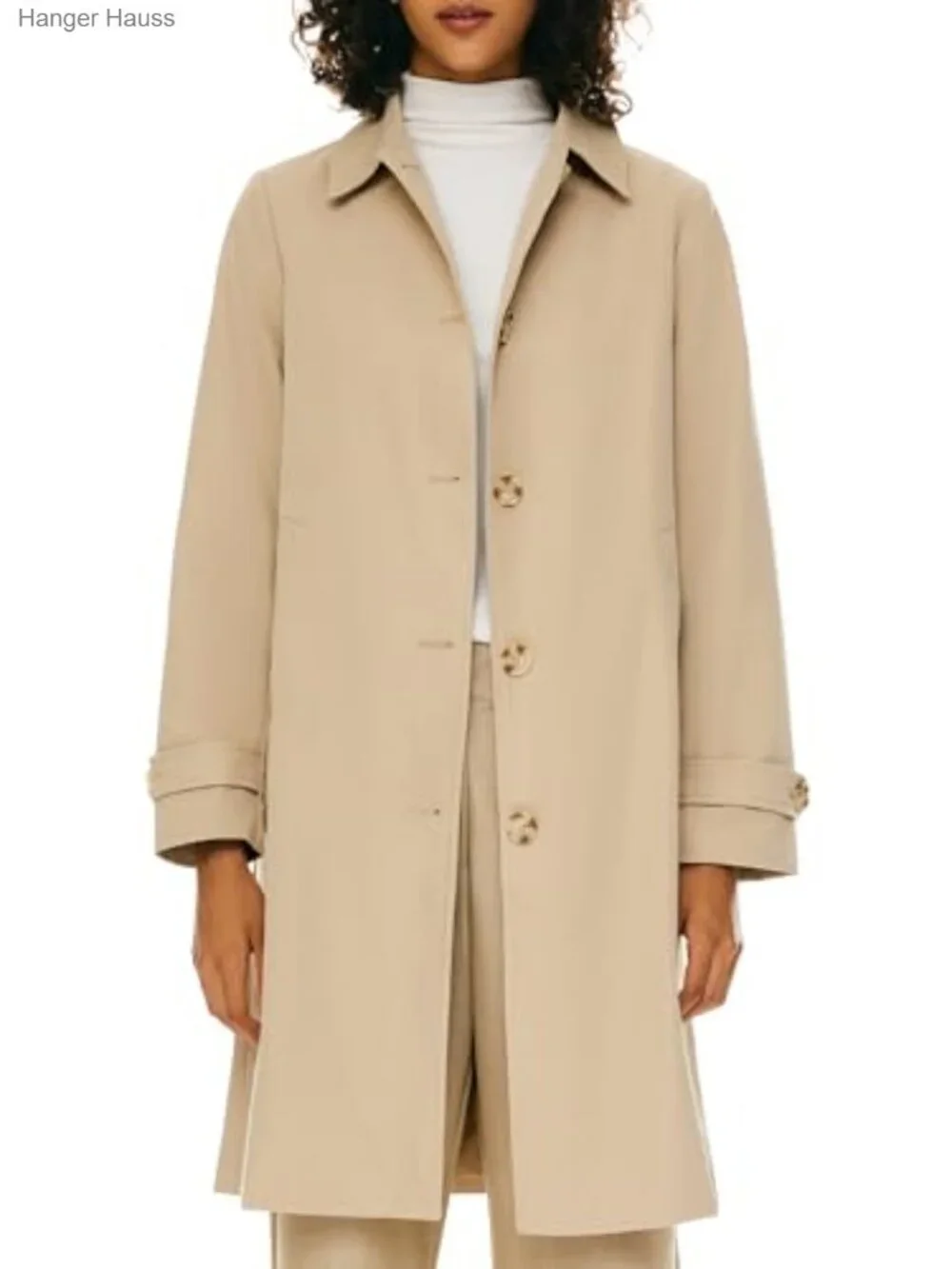 Women's Classic Single-Breasted Trench Coat, Mid-Long Windproof Lapel Outerwear